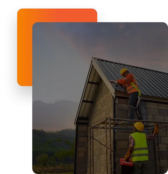 Roofing team preparing materials